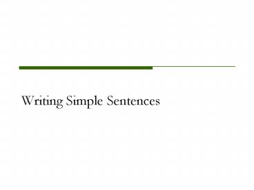 Writing Simple Sentences