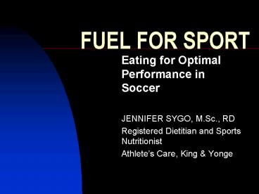 FUEL FOR SPORT