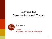 Lecture 15: Demonstrational Tools
