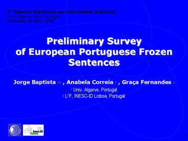Preliminary Survey of European Portuguese Frozen Sentences