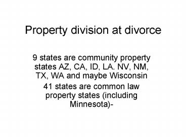 Property division at divorce