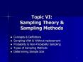 Topic VI: Sampling Theory PowerPoint PPT Presentation
