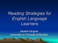 Reading Strategies for English Language Learners PowerPoint PPT Presentation