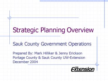 Strategic PlanningOverview