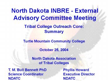 North Dakota INBRE External Advisory Committee Meeting