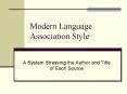 Modern Language Association Style PowerPoint PPT Presentation
