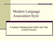 Modern Language Association Style