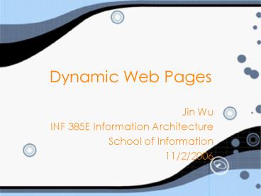 Dynamic Web Pages