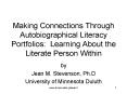 Making Connections Through Autobiographical Literacy Portfolios: Learning About the Literate Person PowerPoint PPT Presentation