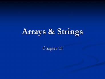 Arrays presentation | free to view
