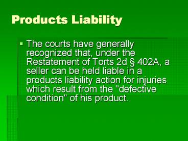 Products Liability