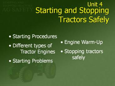 Starting and Stopping Tractors Safely