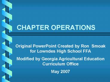 CHAPTER OPERATIONS