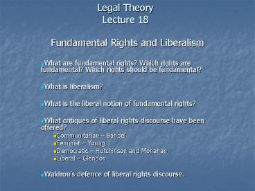 Legal Theory Lecture 18