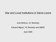 War and Local Institutions in Sierra Leone