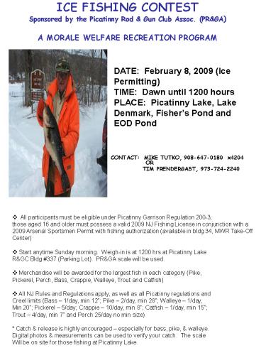 ICE FISHING CONTEST Sponsored by the Picatinny Rod