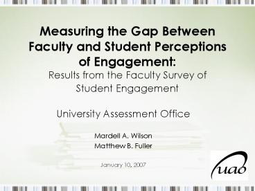 Measuring the Gap Between Faculty and Student Perceptions of Engagement ...