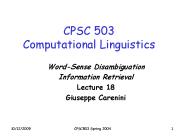 CPSC 503 Computational Linguistics