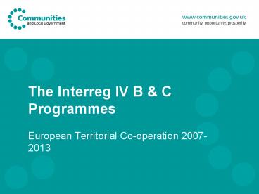 The Interreg IV B
