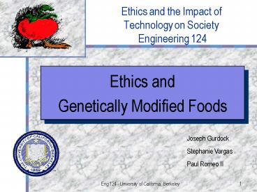 Ethics and the Impact of Technology on Society Engineering 124