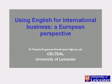 English for International Business in Europe