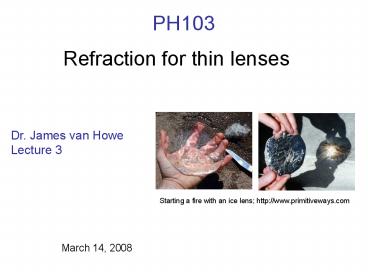 Refraction for thin lenses