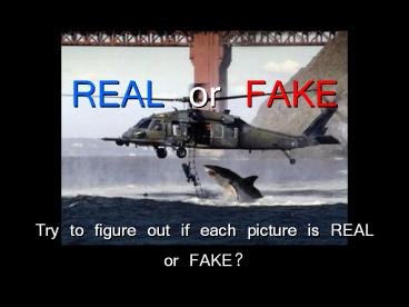 Try to figure out if each picture is REAL or FAKE?