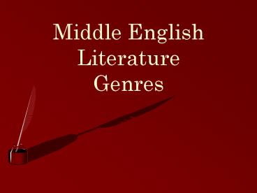 Middle English Literature Genres