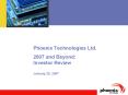 Phoenix Technologies Ltd. 2007 and Beyond: Investor Review January 25, 2007 PowerPoint PPT Presentation