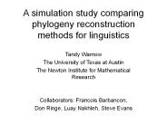 A simulation study comparing phylogeny reconstruction methods for linguistics