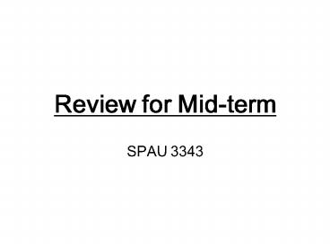 Review for Midterm