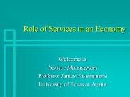 Role of Services in an Economy