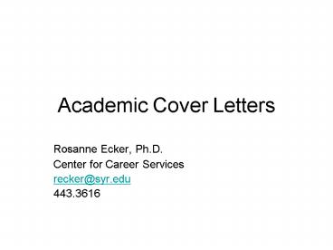 Academic Cover Letters