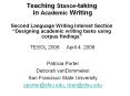 Teaching Stance-taking in Academic Writing Second Language Writing Interest Section  PowerPoint PPT Presentation