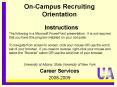 OnCampus Recruiting Orientation PowerPoint PPT Presentation