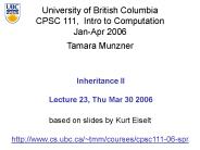 Inheritance II Lecture 23, Thu Mar 30 2006