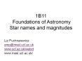 1B11 Foundations of Astronomy Star names and magnitudes PowerPoint PPT Presentation