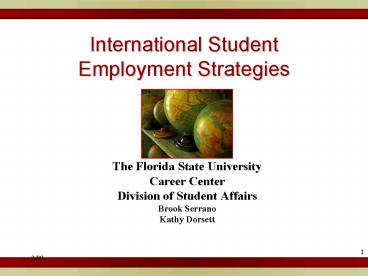 International Student Employment Strategies presentation | free to view