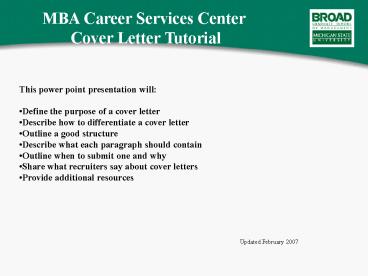 The MBA Marketing Program Strategy