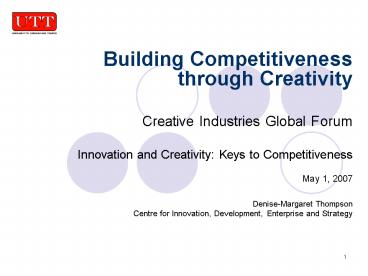 Building Competitiveness through Creativity
