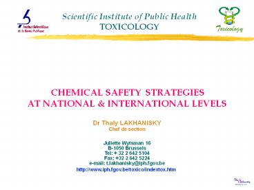 CHEMICAL SAFETY STRATEGIES AT NATIONAL