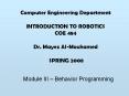Computer Engineering Department INTRODUCTION TO ROBOTICS COE 484 Dr. Mayez Al-Mouhamed  SPRING 2008 PowerPoint PPT Presentation