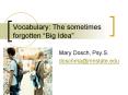 Vocabulary: The sometimes forgotten Big Idea PowerPoint PPT Presentation