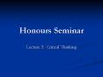 Honours Seminar PowerPoint PPT Presentation