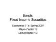 Bonds: Fixed Income Securities