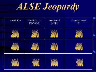ALSE Jeopardy