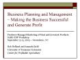 Business Planning and Management Making the Business Successful and Generate Profit PowerPoint PPT Presentation