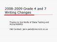 20082009 Grade 4 and 7 Writing Changes PowerPoint PPT Presentation