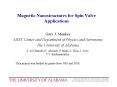 Magnetic Nanostructures for Spin Valve Applications PowerPoint PPT Presentation