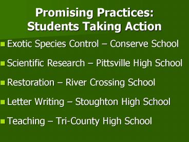 Promising Practices: Students Taking Action